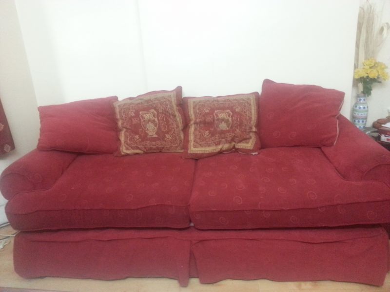 Sofa set of 3 seater and 2 seater in red colour for QUICK sale