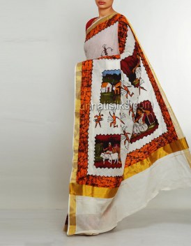 Online shopping for kerala kasavu cotton sarees by unnatisilks