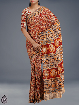 Online shopping for kalamkari soft art silk saris by unnatisilks