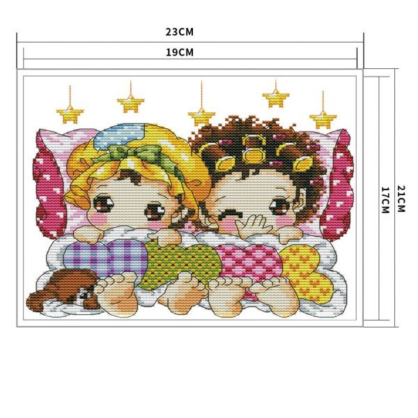 Cross stitch sleeping in kit row stamp 14ct