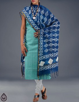 Online shopping for unstitched green-white pure cotton salwar kameez by unnatisilks