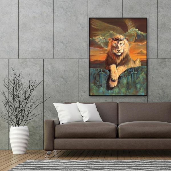 Injured lion jewelry-5D picture size diamond painting