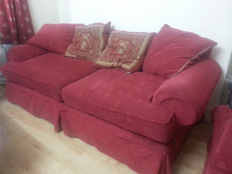 Sofa set of 3 seater and 2 seater in red colour for QUICK sale
