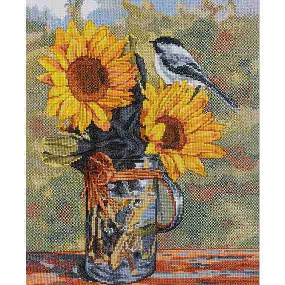 Sunflower printed cross stitch