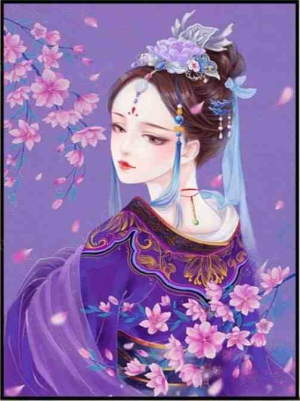 Purple Geisha-3 shares 11CT printed cross stitch 48*65cm