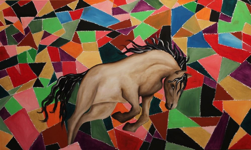 Original oil and acrilic painting by recognized portuguese artist painter