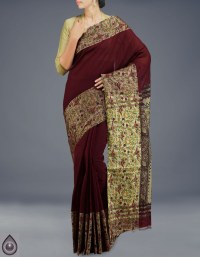 Onine shopping for pure pahmina cotton silk plain sarees by unnatisilks