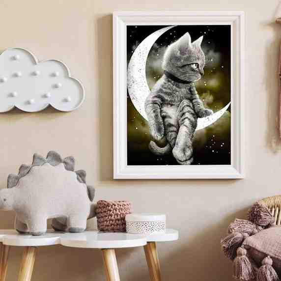 Moon cat printed cross stitch 11ct 40*50cm