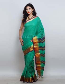 Online shopping for green color sarees by unnatisilks