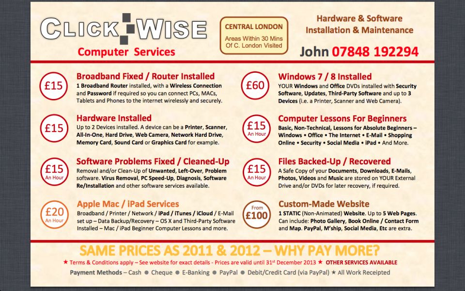 Affordable Windows (7 / 8) / OS X Computer Services From £20