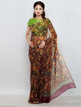 Online shopping for designer chiffon printed sarees by unnatisilks