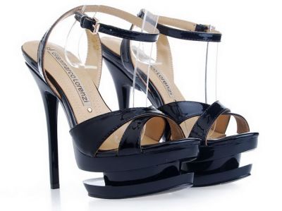 Come On!Gianmarco Lorenzi Black Cut Out Platform Sandal supply with paypal payment and free shipping