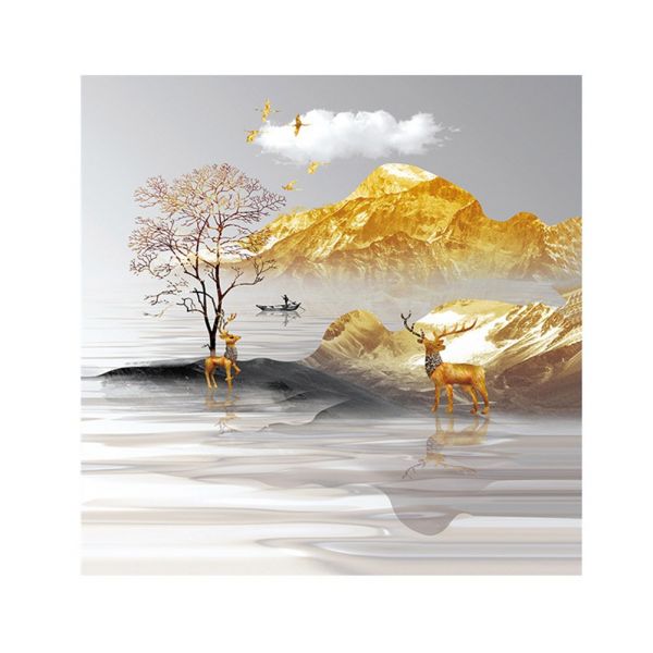 Cross-stitch set-Golden Deer (60*60cm)