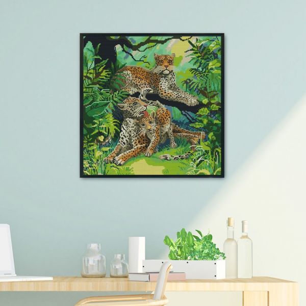 Cross-stitch set-two leopard print (48*48cm)