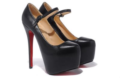Hot sale Christian Louboutin Lady Daf 160mm Sheep Skin Black High heels Free shipping www.aaashoesto