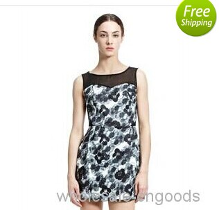 Wholesale - 9072- Europe and the United States 2014 new summer dress skirt two-color printing perspe