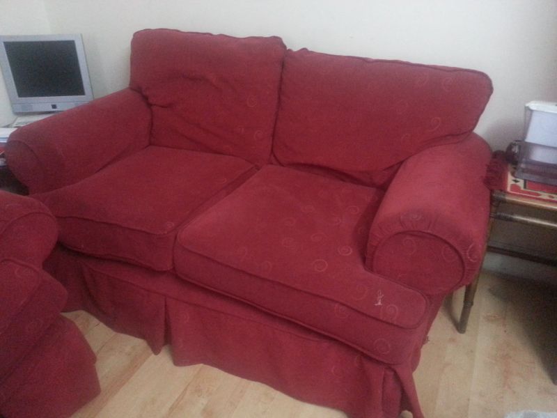 Sofa set of 3 seater and 2 seater in red colour for QUICK sale