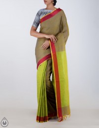Online shopping for pure handloom linen sarees collection by unnatisilks