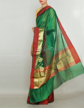 Online shopping for sankranthi special green color saris by unnatisilks