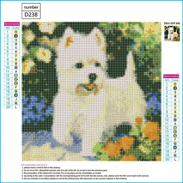 White Puppy- 5D picture size diamond paintings