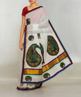 Online shopping for kerala kasavu cotton saris by unnatisilks