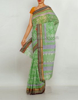 Online shopping for sankranthi special green color saris by unnatisilks