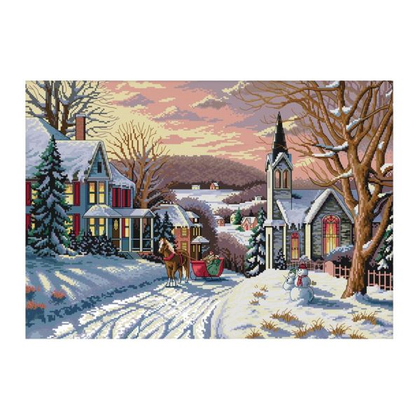 Snow scene - 14ct stamped cross stitch - 58-44cm