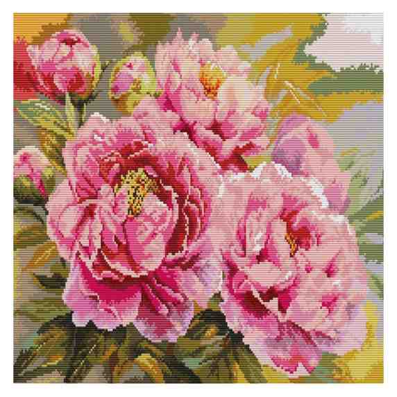 Cross-stitch set-pink peony (61 × 48cm)