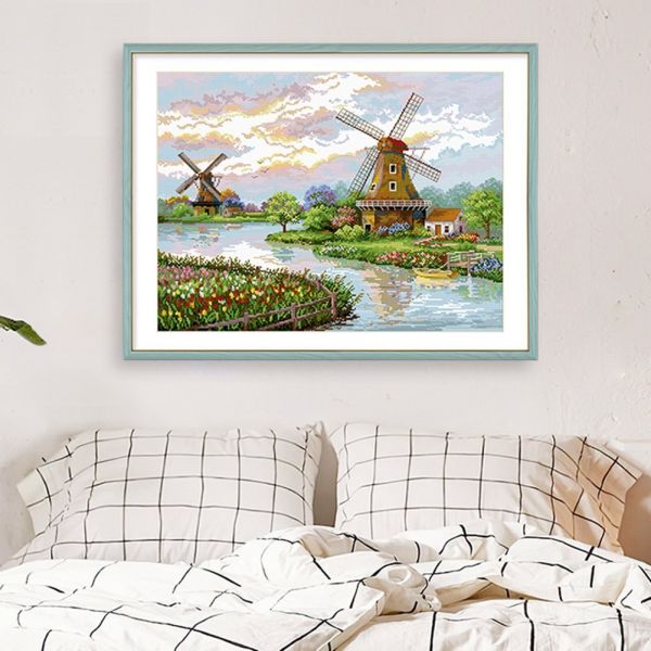 Landscape - 绣 2 shares 14CT print cross stitch -54 * 39cm