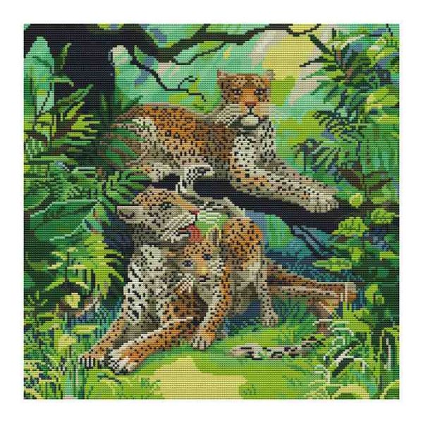 Cross-stitch set-two leopard print (48*48cm)