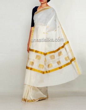 Online shopping for pure kerala kasavu cotton saris by unnatisilks