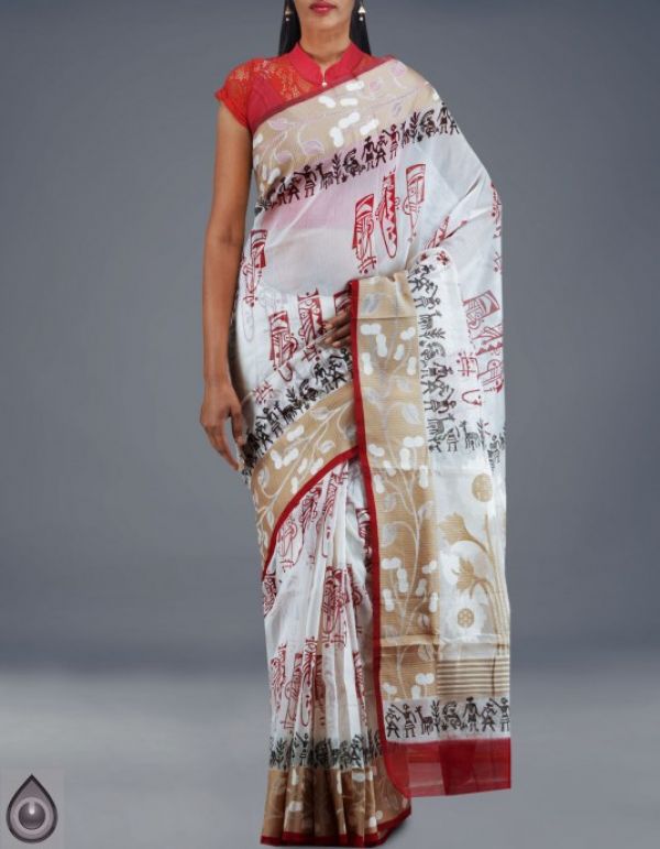 Online shopping for cream meghalaya jamdhani supernet sarees by unnatisilks