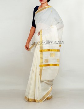 Online shopping for pure kerala kasavu cotton saris by unnatisilks