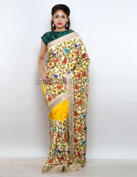 Online shopping for pure pashmina satin silk embroidery work sarees by unnatisilks