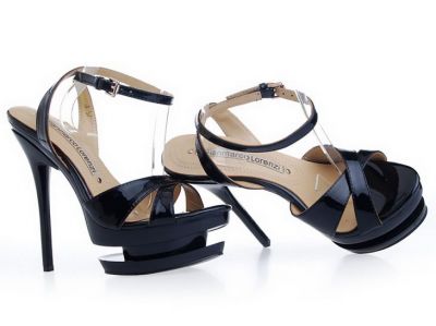 Come On!Gianmarco Lorenzi Black Cut Out Platform Sandal supply with paypal payment and free shipping