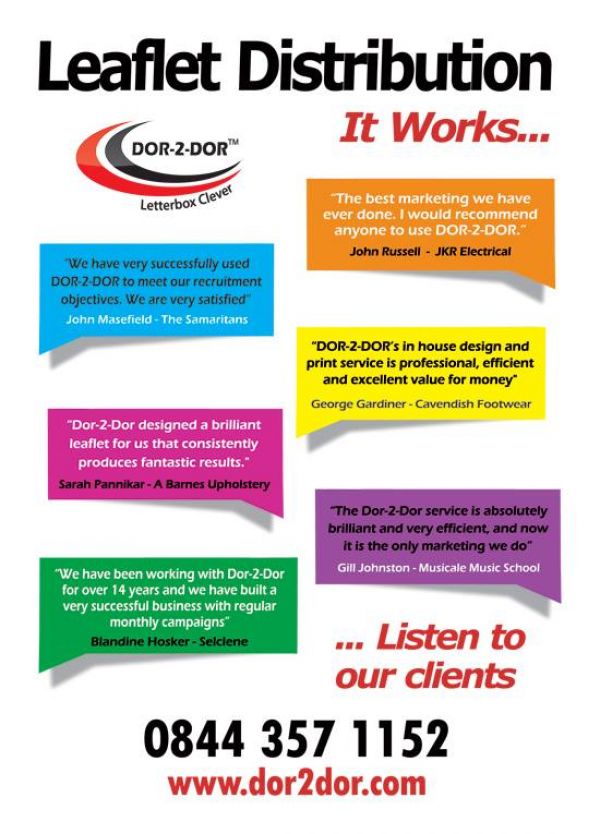 Dor-2-Dor London EAST-Leaflet design, print & distribution in EAST London