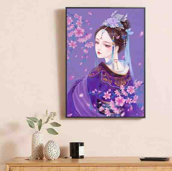 Purple Geisha-3 shares 11CT printed cross stitch 48*65cm