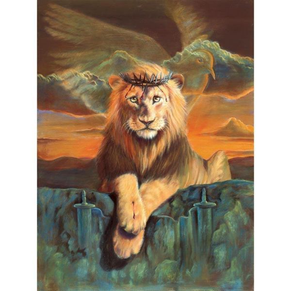 Injured lion jewelry-5D picture size diamond painting
