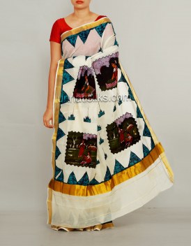 Online shopping for kerala kasavu cotton saris by unnatisilks