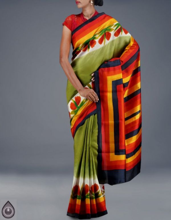 Online shopping for pure bengal dupion silk hand painted sarees by unnatisilks