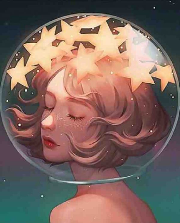 Girl printed cross stitch 11ct 40 * 50cm