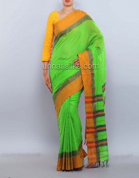 Online shopping for green color sarees by unnatisilks