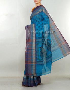 Online shopping for party blue color saris by unnatisilks