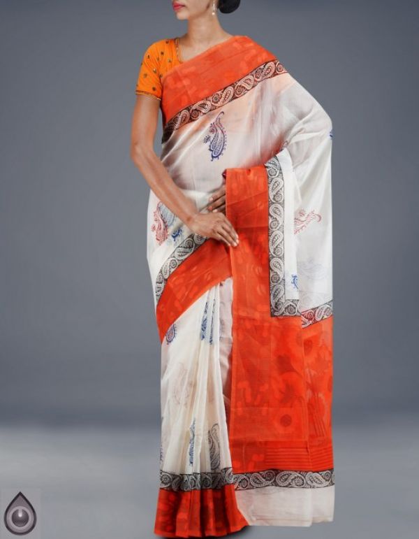 Online shopping for cream meghalaya jamdhani supernet sarees by unnatisilks