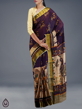 Online shopping for festival jute kalamkari soft cotton sarees by unnatisilks