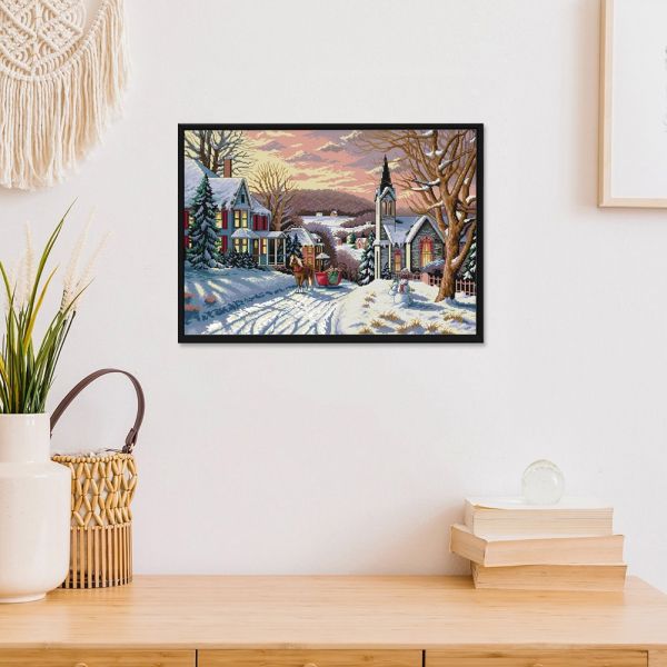 Snow scene - 14ct stamped cross stitch - 58-44cm