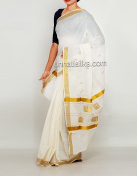 Online shopping for pure kerala kasavu cotton saris by unnatisilks