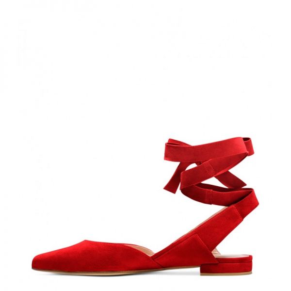 Stuart Weitzman The Supersonic Flat Suede Red