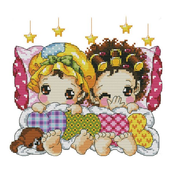 Cross stitch sleeping in kit row stamp 14ct