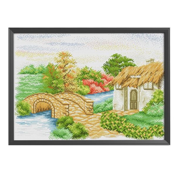 Cross stitch suit - idyllic scenery (57 * 43cm)